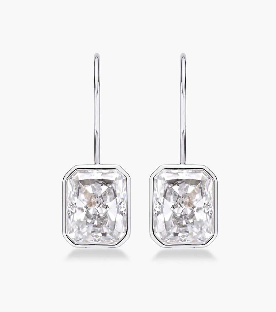 Bezel Radiant Cut Drop Earrings