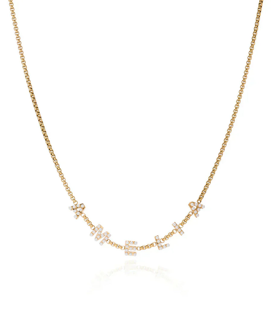 Pearl Custom Name Necklace (Gold)