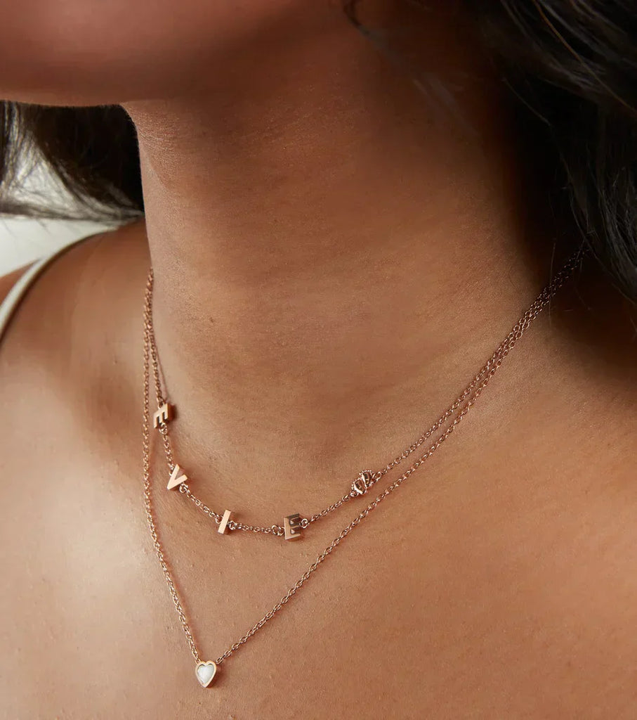 Mini Heart Birthstone Necklace (Rose Gold)