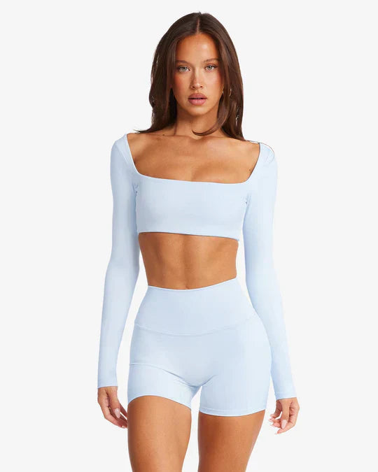 Scoop Long Sleeve Crop - Ice