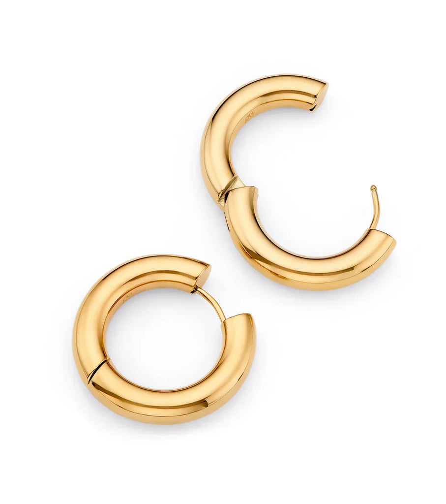 Medium Chunky Huggie Hoop Earrings (Gold)
