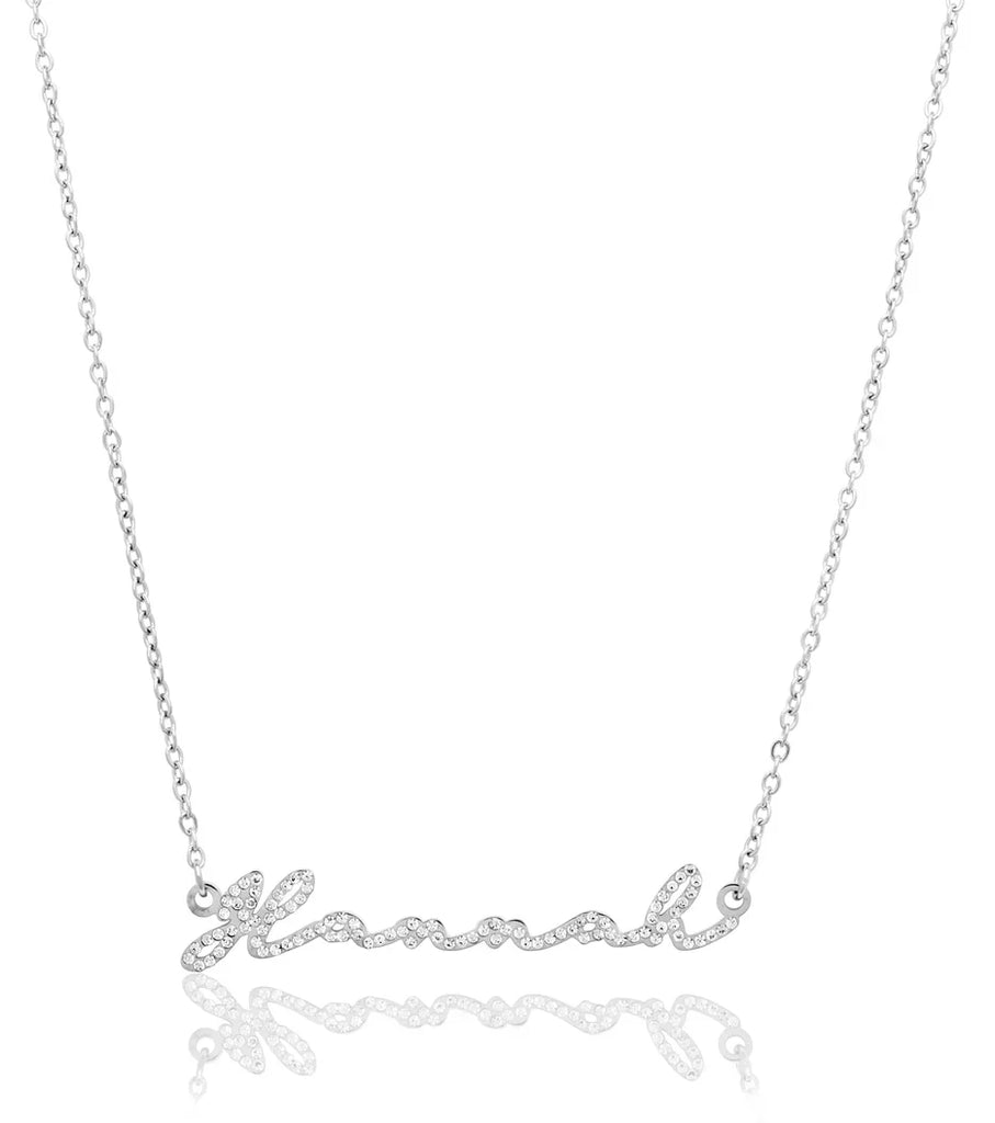 Crystal Signature Name Necklace (Silver)
