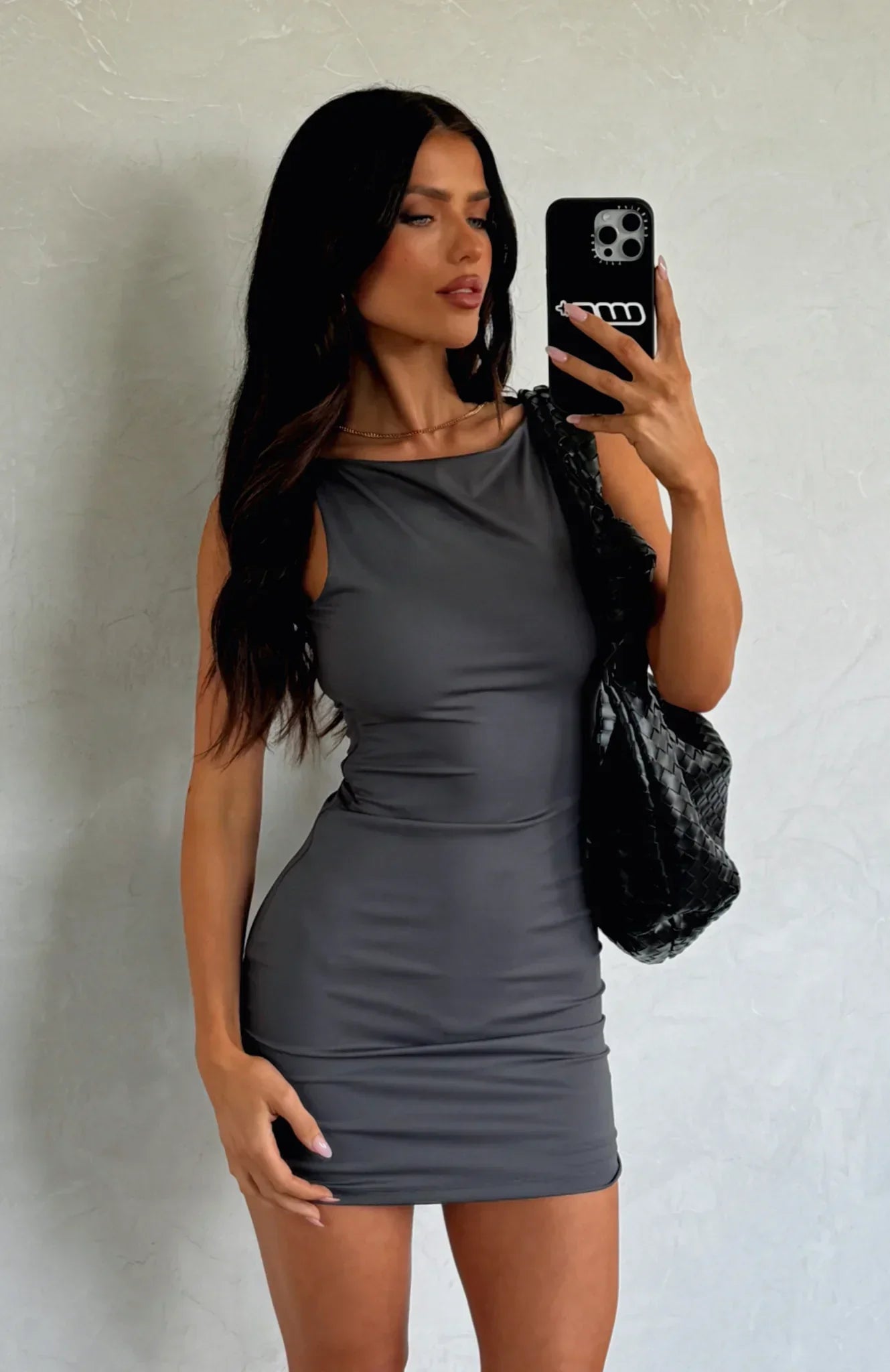 Genevieve Mini Dress Charcoal