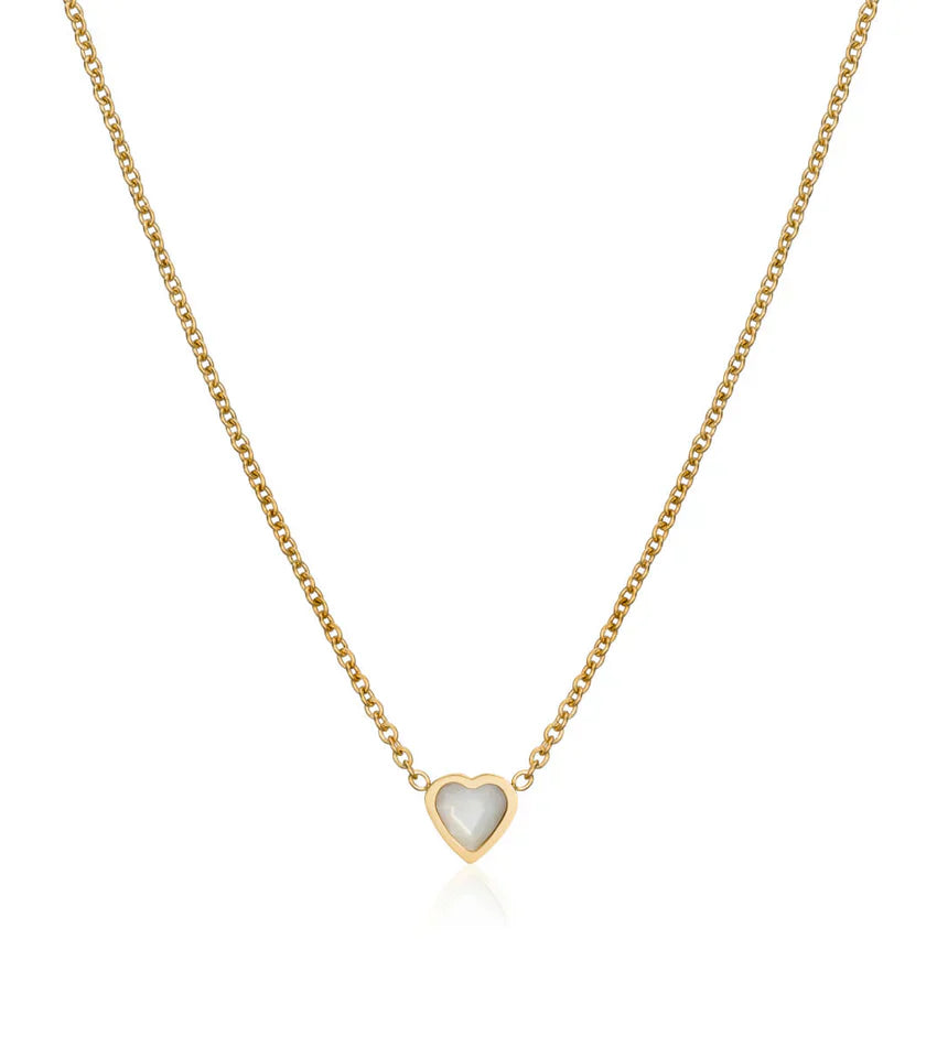 Mini Heart Birthstone Necklace (Gold)