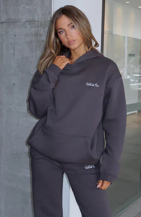 Oversize Hoodie + Wide Leg Sweatpants  -  Charcoal