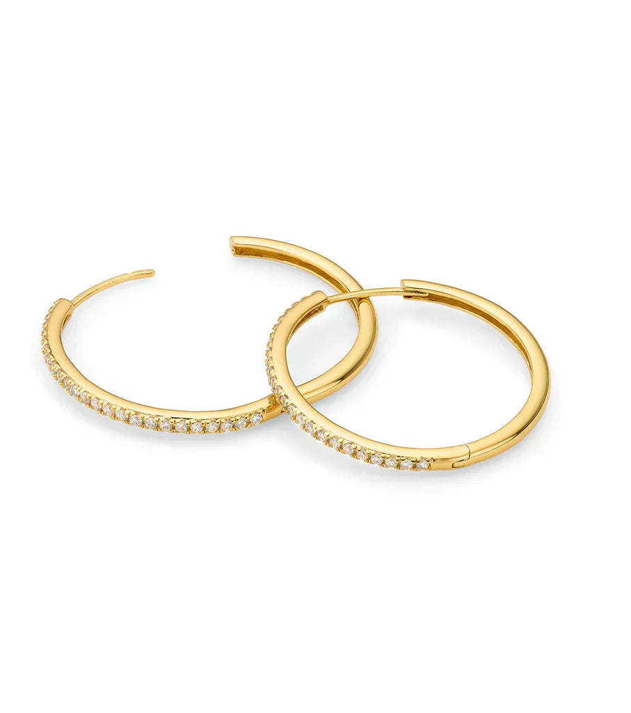 Large Beam Pavé Hoop Earring (Gold)