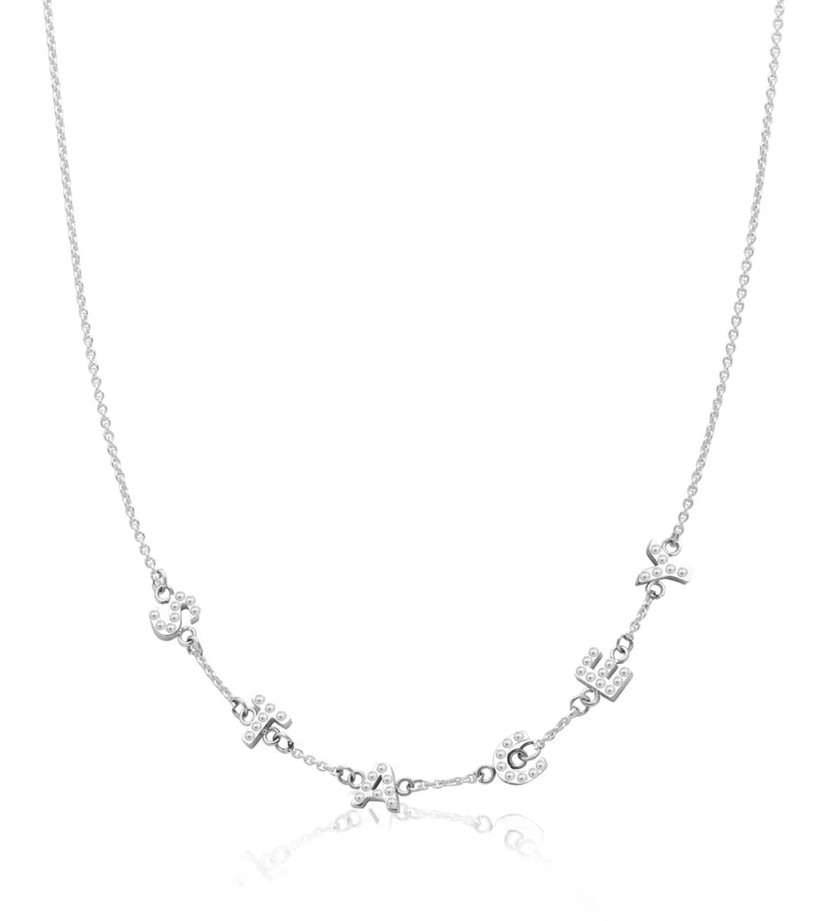 Pearl Custom Name Necklace (Silver)