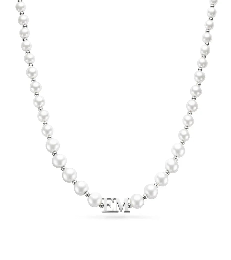 Lunar Pearl Initial Choker (Silver)