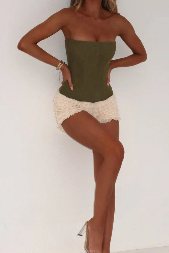 ARIA MESH CORSET TOP KHAKI