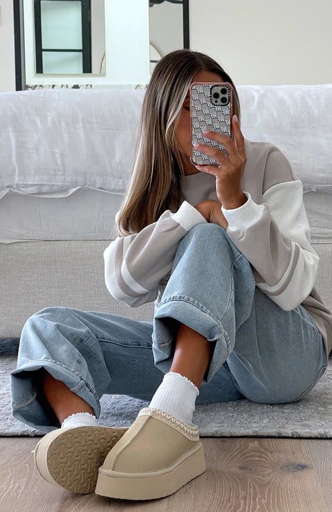 Platform Snug Boots Nude