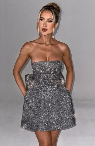 Juliet Mini Dress - Grey Sparkle