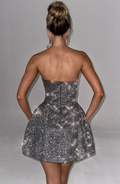 Juliet Mini Dress - Grey Sparkle
