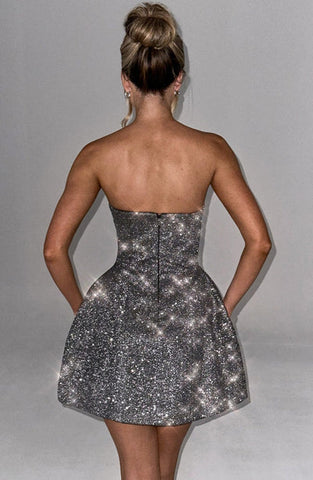Juliet Mini Dress - Grey Sparkle