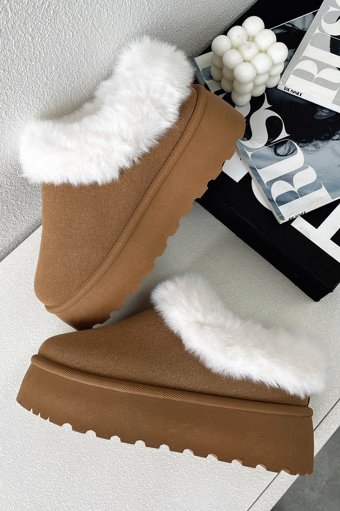 Platform Slippers - Chestnut