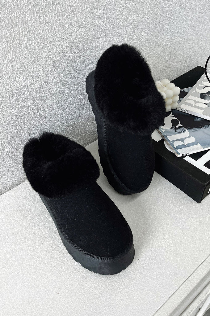 Platform Slippers - Black