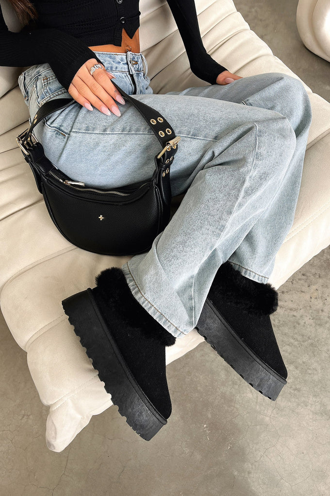 Platform Slippers - Black