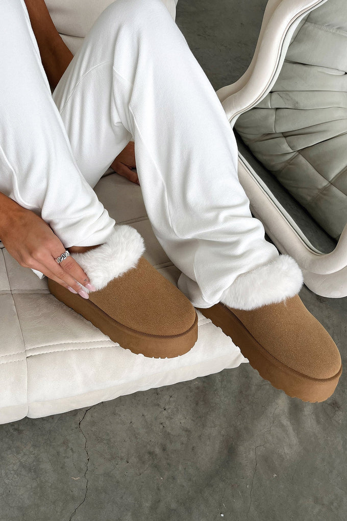 Platform Slippers - Chestnut