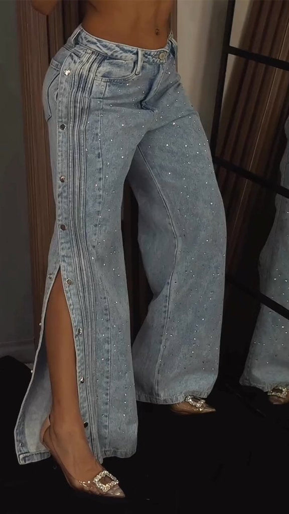 Blair Button-down Rhinestone Fashion Jeans