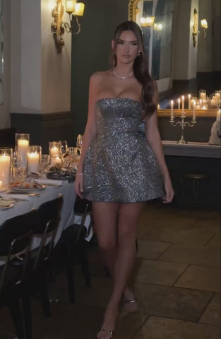 Juliet Mini Dress - Grey Sparkle