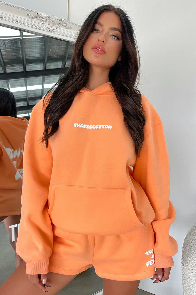 Oversize Hoodie + Shorts Set - Peach